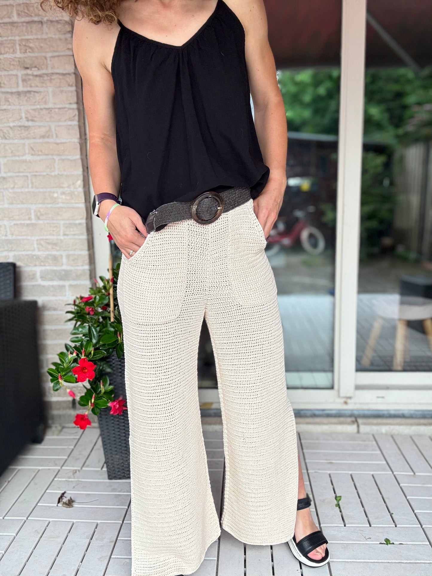 By The Sea Pants – Crochet Pattern (XS–4XL) | Modern Elastic Waist Pants with Pockets & Side Slits