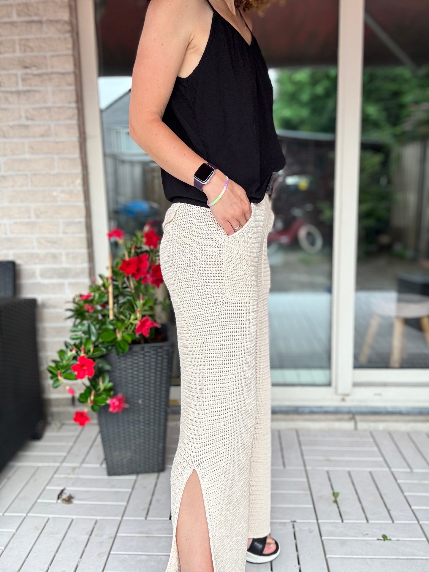 By The Sea Pants – Crochet Pattern (XS–4XL) | Modern Elastic Waist Pants with Pockets & Side Slits