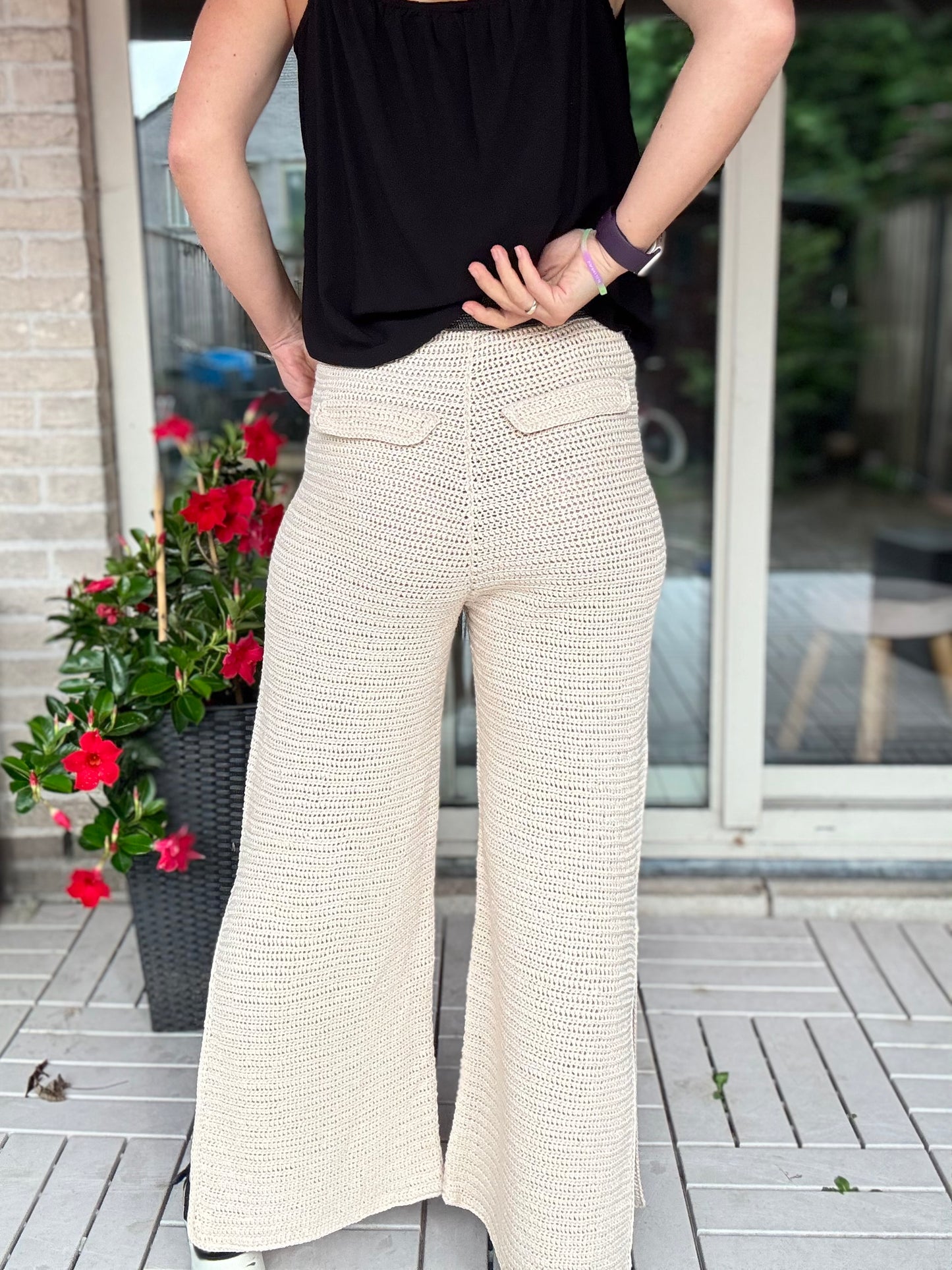 By The Sea Pants – Crochet Pattern (XS–4XL) | Modern Elastic Waist Pants with Pockets & Side Slits