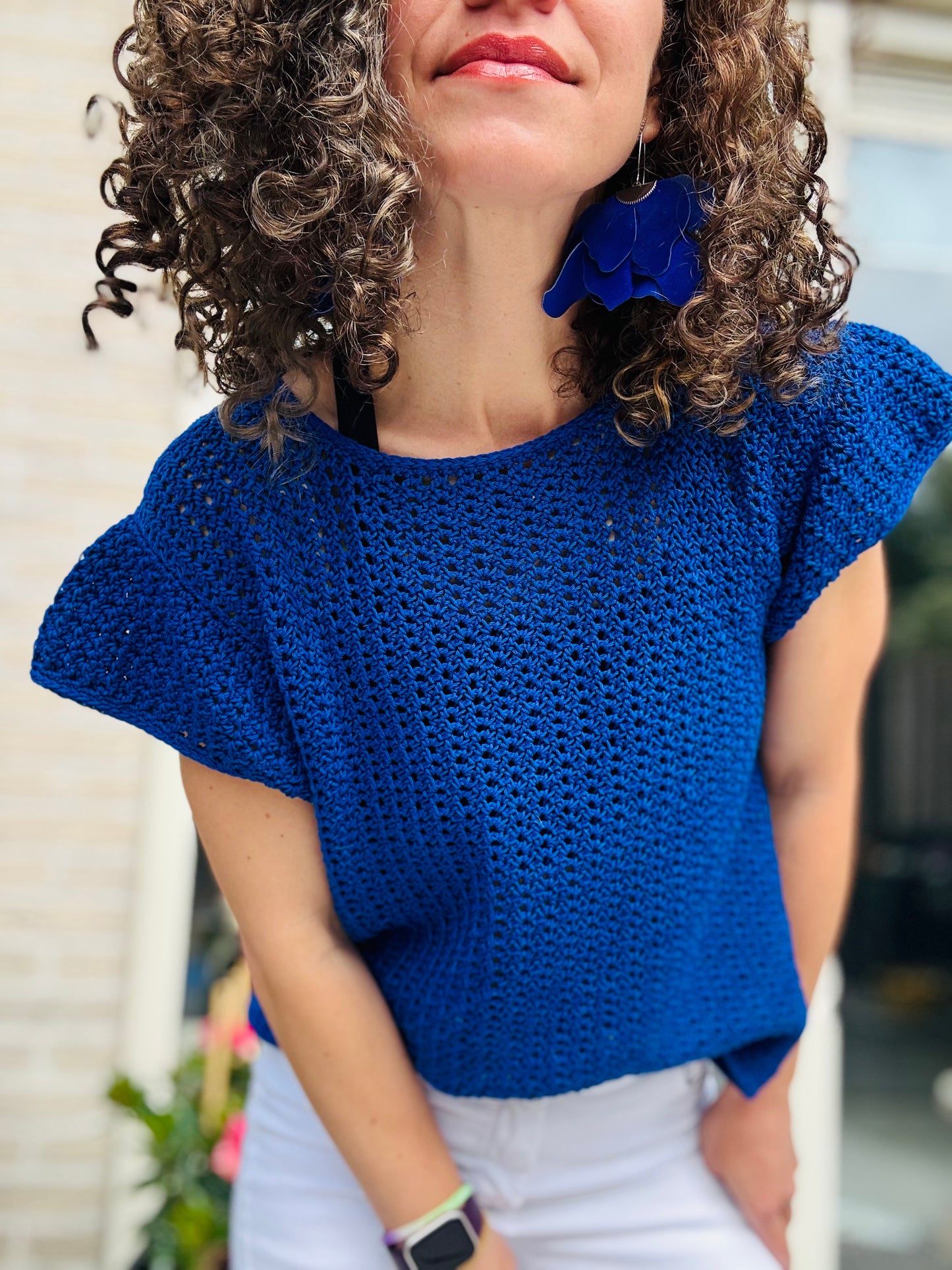 Chic Whimsy Blouse Crochet Pattern – Easy Fingering Weight Top with Ruffled Sleeves – Sizes XS–5XL – PDF Digital Download