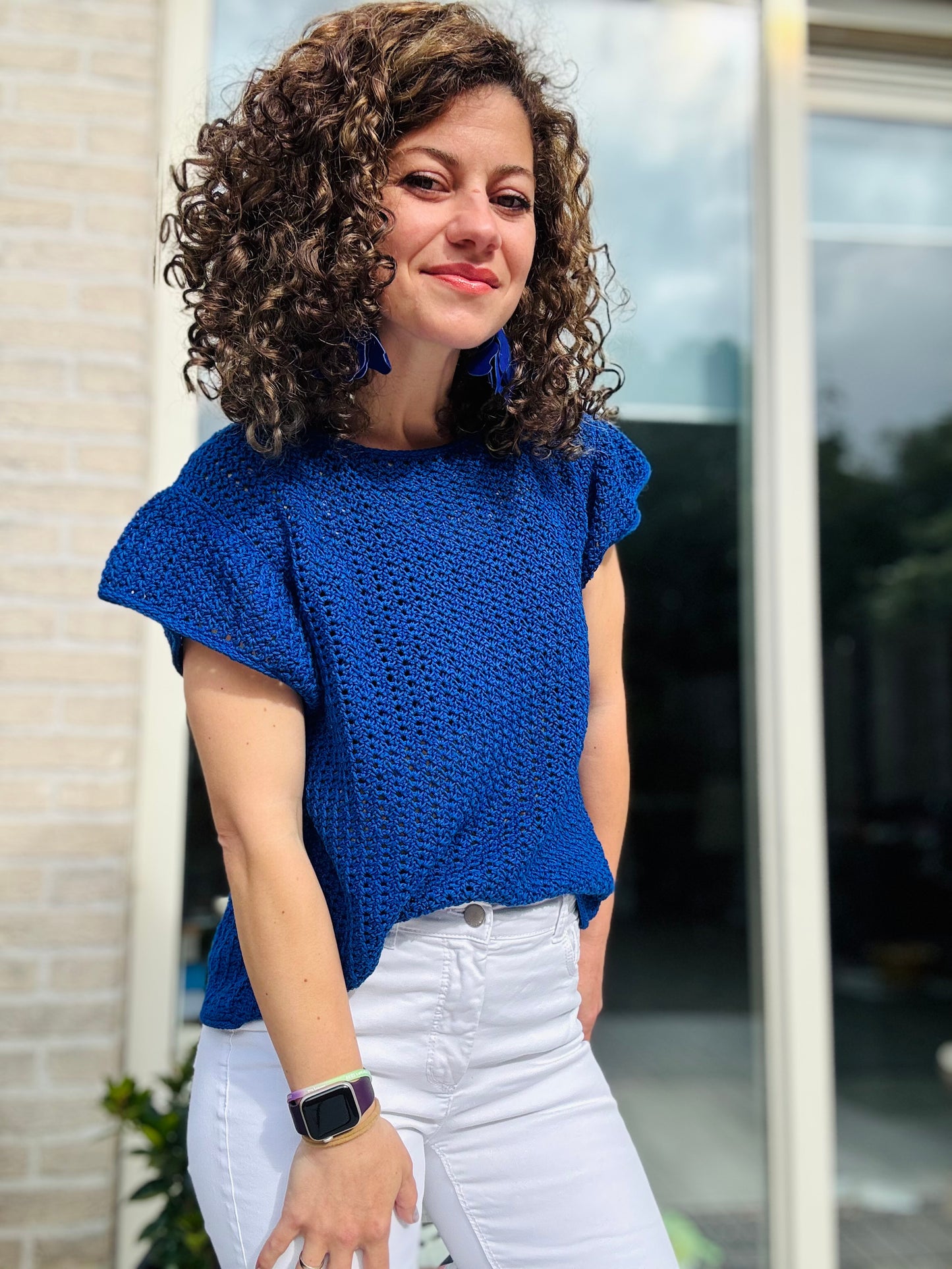 Chic Whimsy Blouse Crochet Pattern – Easy Fingering Weight Top with Ruffled Sleeves – Sizes XS–5XL – PDF Digital Download
