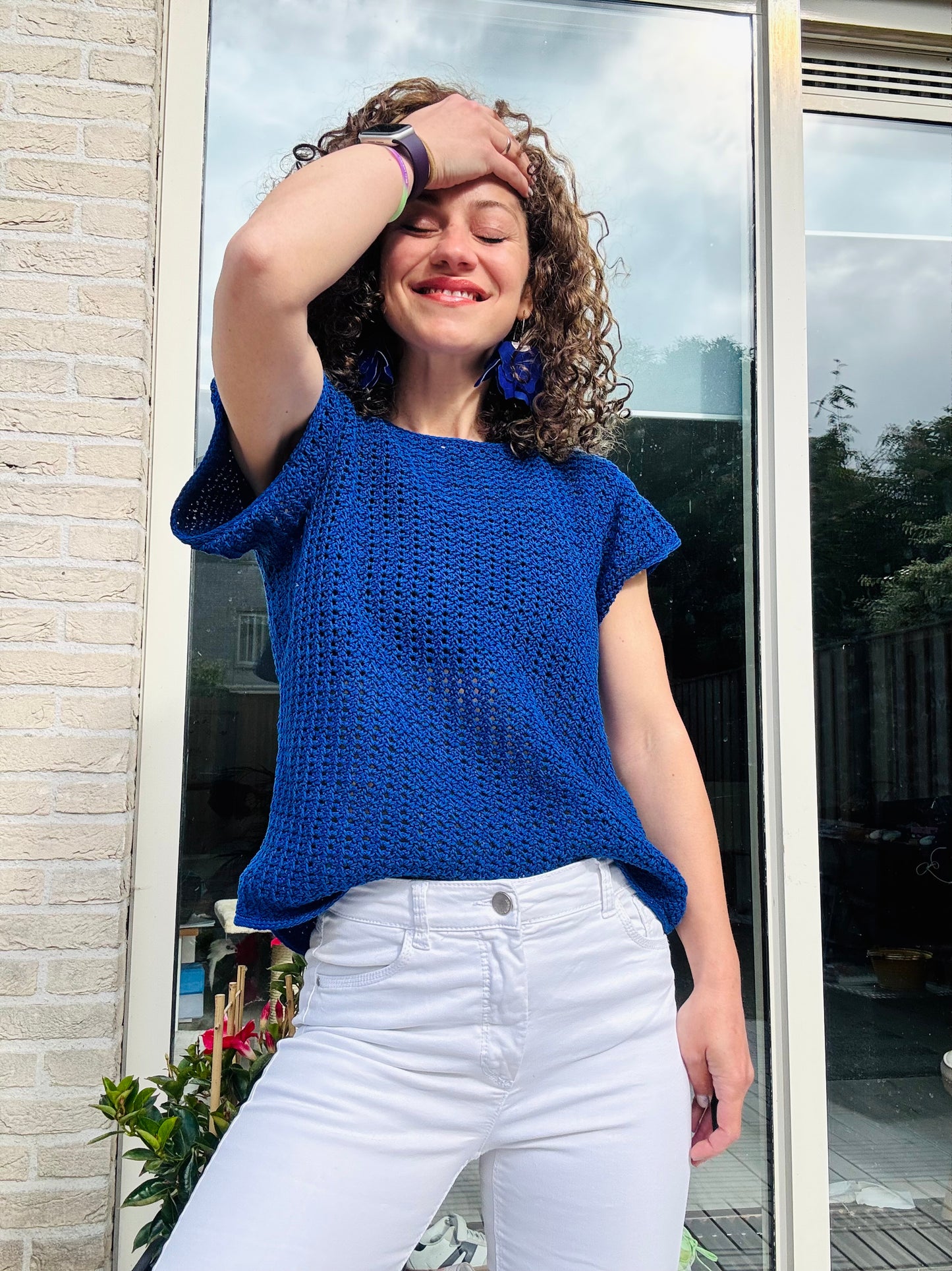 Chic Whimsy Blouse Crochet Pattern – Easy Fingering Weight Top with Ruffled Sleeves – Sizes XS–5XL – PDF Digital Download
