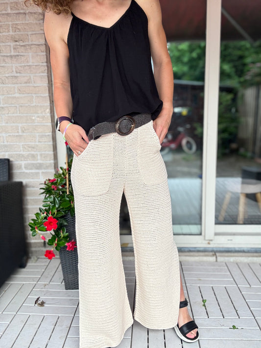 By The Sea Pants – Crochet Pattern (XS–4XL) | Modern Elastic Waist Pants with Pockets & Side Slits