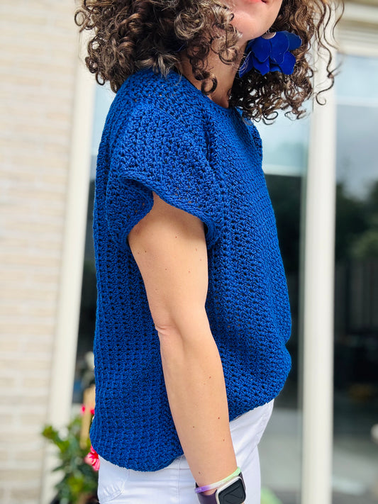 Chic Whimsy Blouse Crochet Pattern – Easy Fingering Weight Top with Ruffled Sleeves – Sizes XS–5XL – PDF Digital Download