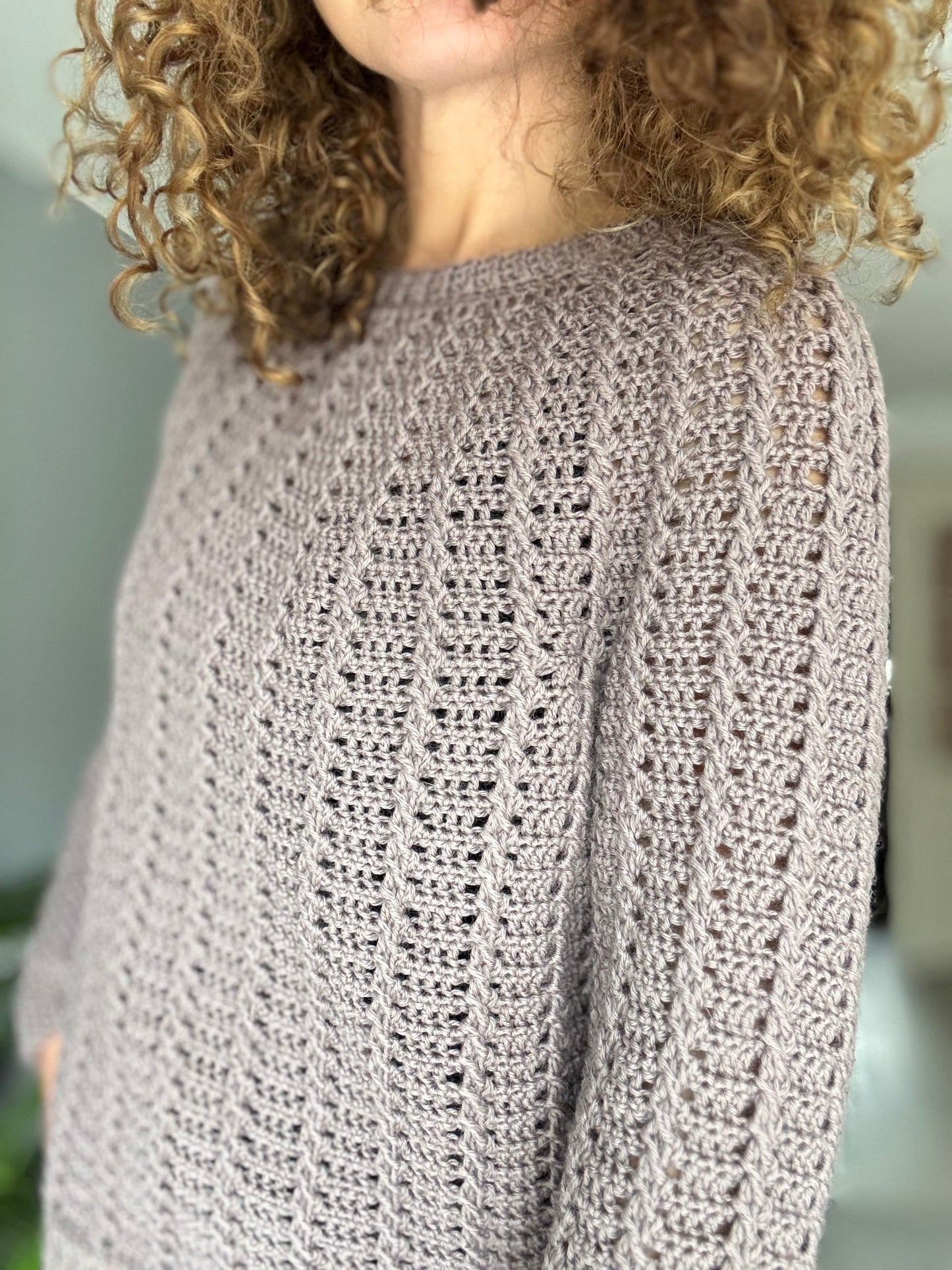 Aria Sweater Crochet Pattern | Top-Down Cable Sweater with Round Yoke & Anatomical Neckline | Digital PDF Pattern
